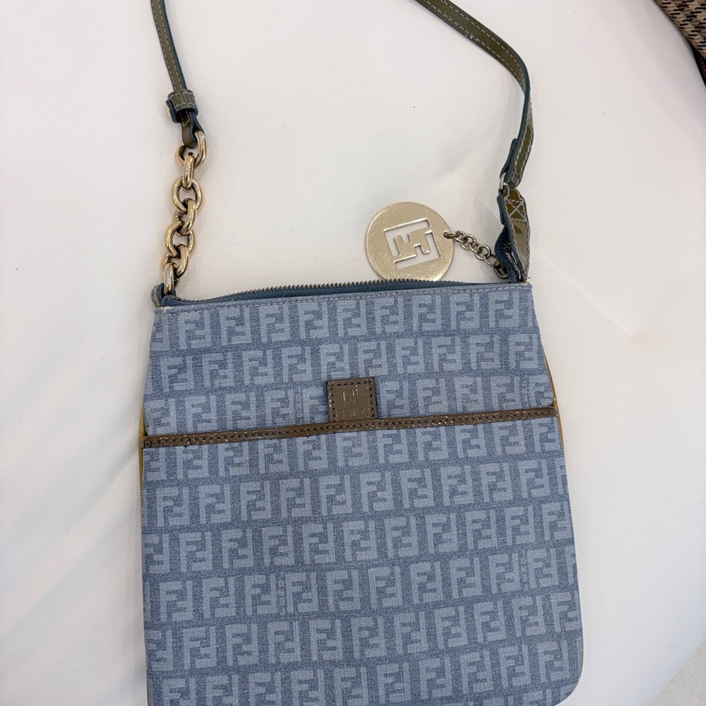 Fendi Blue and Olive Crossbody Bag